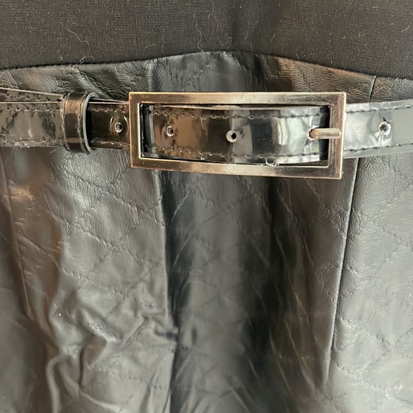 Used Calvin Klein black 3/4 sleeve dress with pleather detail skirt - Picture 5 of 5